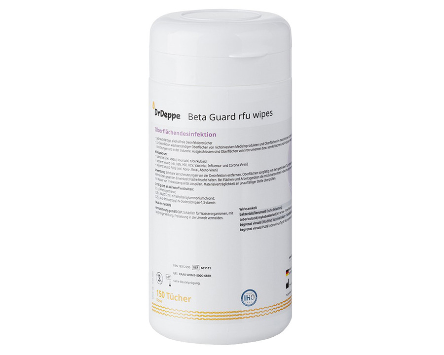 Dr. Deppe Desinfektionstücher "Beta Guard RFU", für Oberflächen 150St.