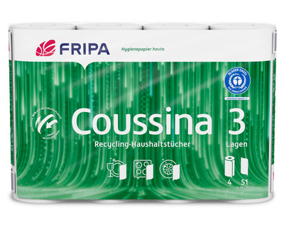 Fripa Küchenrolle "Coussina", Recyclingpapier 3-lagig 4x51Bl.