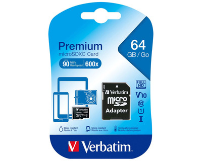Verbatim Speicherkarte microSDXC "Premium", mit Adapter 64GB