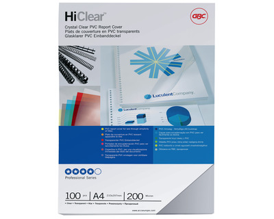 GBC Deckblätter A4 "HiClear", PVC transparent 200 my 100St.