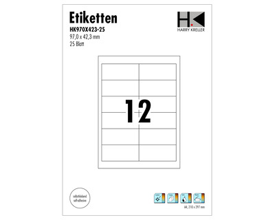 Etiketten A4 weiß 97 x 42,3 mm 300Et.