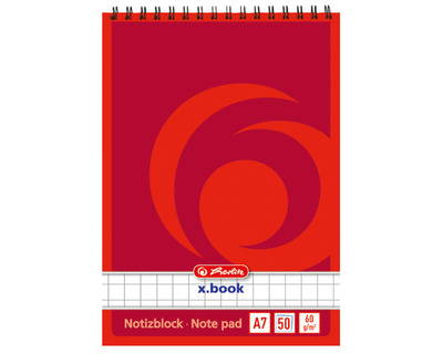 Herlitz Notizblock A7 "x.book" kariert 60g/m² 50Bl.