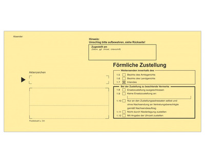 Brief & Siegel Zustellungsumschlag DL+, nassklebend, ohne Fenster, Kreuz Inland gelb 115 x 225 mm 100St.