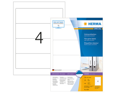 Herma Ordner-Rückenschilder "Special" weiß 61 x 192 mm 400Et.