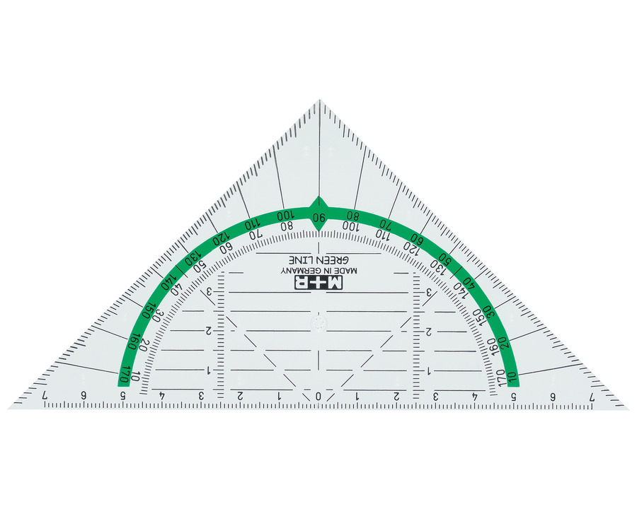 Möbius+Ruppert Zeichendreieck "Green Line" transparent 16 cm