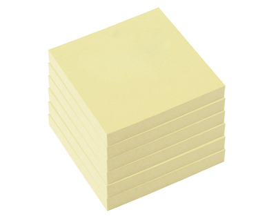 Haftnotizen, Recyclingpapier gelb 75 x 75 mm 6x100Bl.