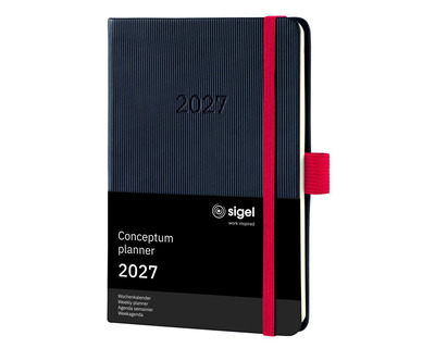 Sigel Buchkalender 2027 "Conceptum Pure" A6 schwarz 2 Seiten = 1 Woche