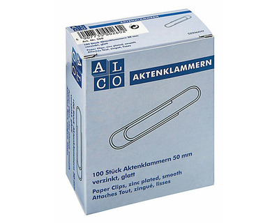 Alco Aktenklammern 50 mm, glatt verzinkt 100St.
