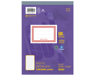 Ursus Notizblock A5 "Green", Recyclingpapier kariert 70g/m² 50Bl.