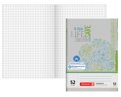 Brunnen Schulheft A6, Recyclingpapier kariert (Lineatur 52) 80g/m² 32Bl.
