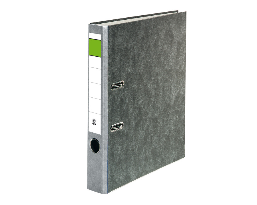 Ordner Wolkenmarmor A4 "Grüner Balken" grau 50 mm