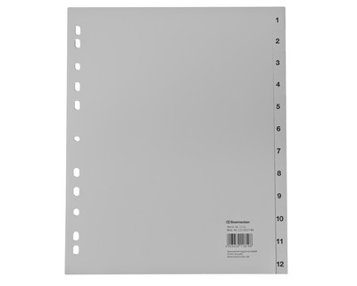 Soennecken PP-Register A4 überbreit, 1-12 grau 245 x 297 mm