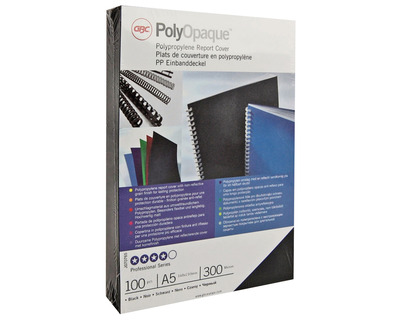 GBC Deckblätter A4 "PolyOpaque", PP schwarz 300 my 100St.