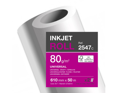 Clairefontaine Rollen-Plotterpapier "Inkjet Universal" 80g/m² 610 mm (24") x 50 m 2St.