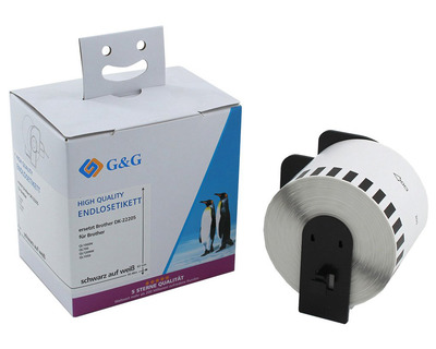 G&G Etikettenrolle, wie Brother DK-22205 weiß 62 mm x 30,48 m