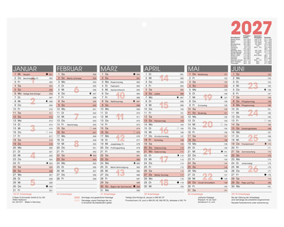 Glocken Tafelkalender 2027 29,7 x 21 cm 1 Seite = 6 Monate