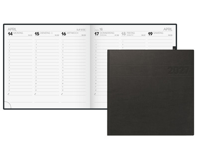 Brunnen Quadratkalender 2027 schwarz 2 Seiten = 1 Woche