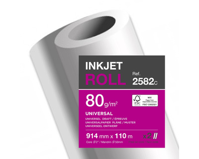 Clairefontaine Rollen-Plotterpapier "Inkjet Universal" 80g/m² 914 mm (36") x 110 m 2St.