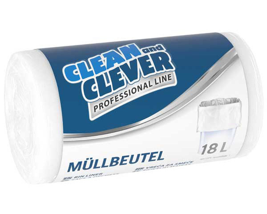 Clean & Clever Müllbeutel "Professional PRO73", 16µ weiß 18 Liter 50St.