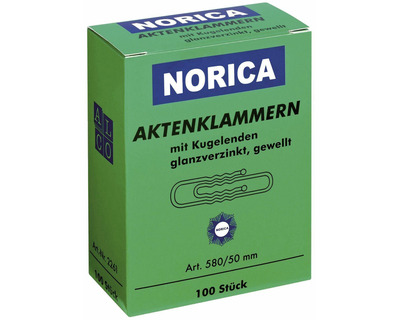 Norica Aktenklammern 50 mm, gewellt verzinkt 100St.