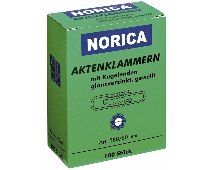 Norica Aktenklammern 50 mm, gewellt verzinkt 100St.