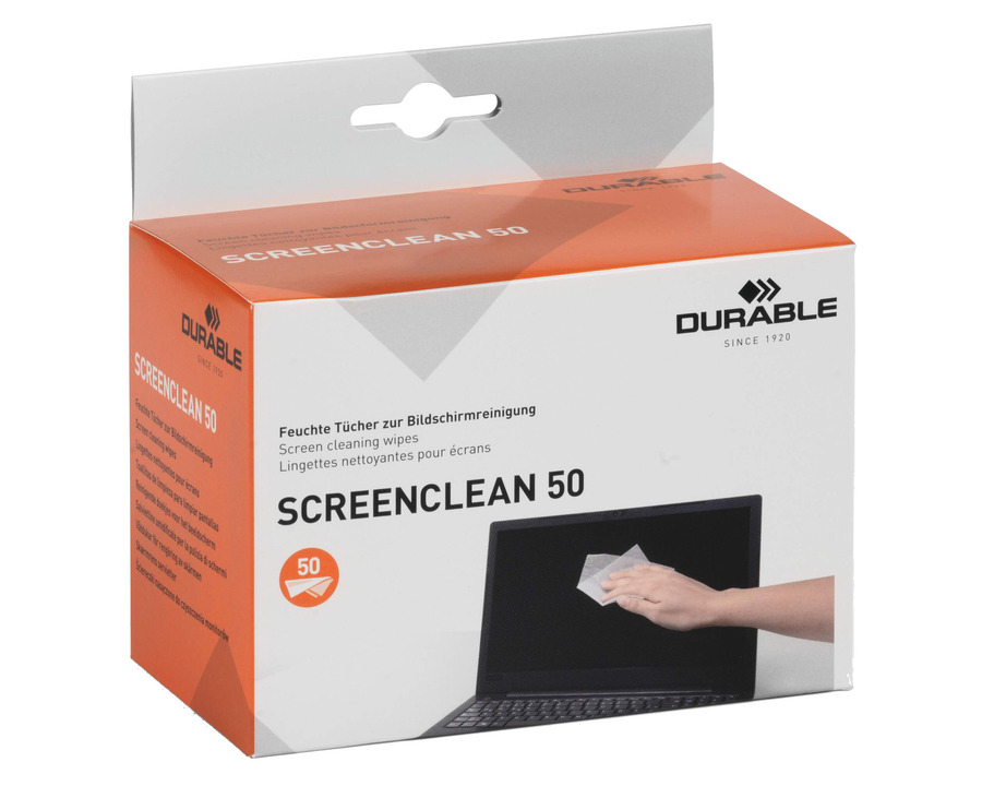 Durable Bildschirm-Reinigungstücher "Screenclean" alkoholfrei, antistatisch 50St.