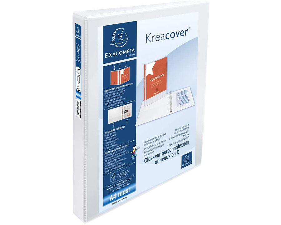 Exacompta Präsentationsringbuch A4 "Kreacover", 4 Ringe weiß 20 mm