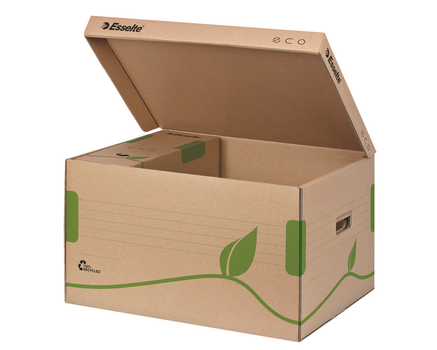 Esselte Archivschachtel "Eco", mit Klappdeckel natronbraun 439 x 242 x 345 mm