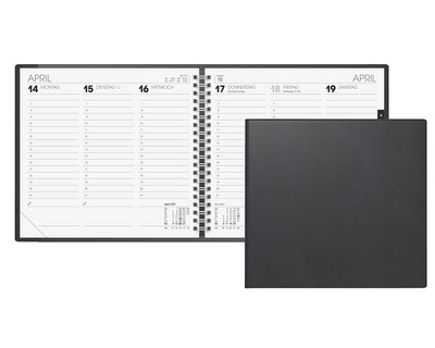 Brunnen Quadratkalender 2027, Wire-O-Bindung schwarz 2 Seiten = 1 Woche