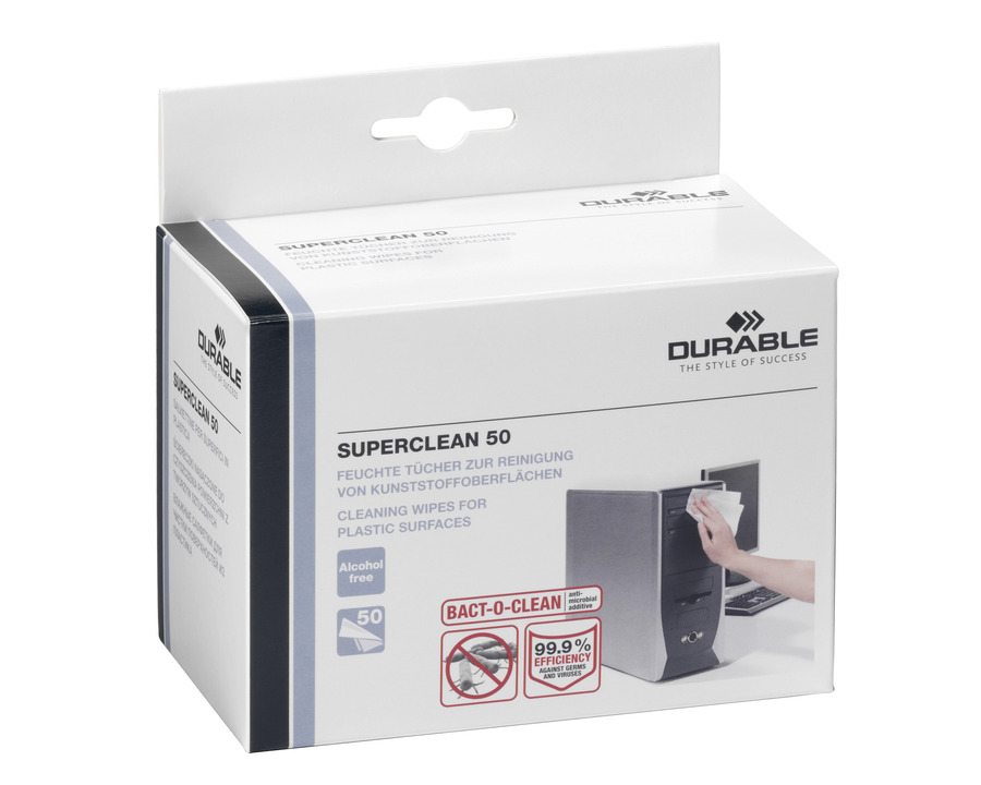 Durable Oberflächen-Reinigungstücher "Superclean" antibakteriell, alkoholfrei, antistatisch 50St.