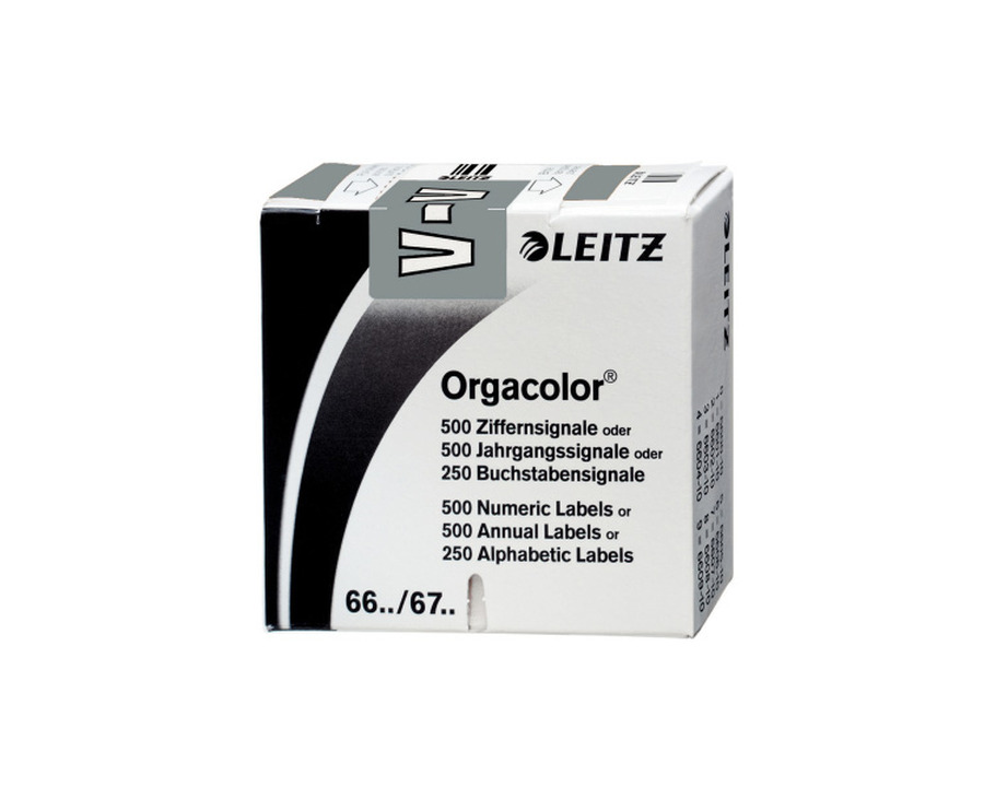 Leitz Buchstabensignal "Orgacolor" V grau 250St.