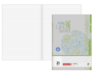 Brunnen Schulheft A4, Recyclingpapier liniert (Lineatur 21) 80g/m² 32Bl.
