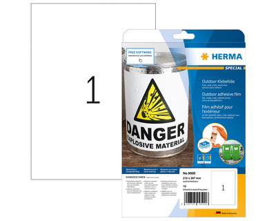 Herma Folien-Etiketten A4 "Special" Outdoor weiß 210 x 297 mm 10Et.