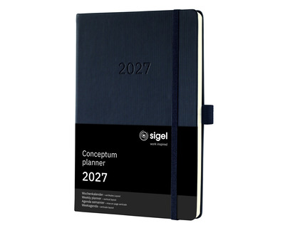 Sigel Buchkalender 2027 "Conceptum Pure" A5, vertikales Layout schwarz 2 Seiten = 1 Woche