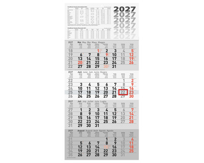 Rido Idé Viermonatskalender 2027 "Quattroplan 2" 33 x 63 cm 1 Seite = 4 Monate