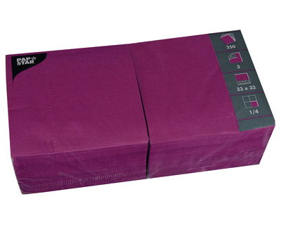 Papstar Servietten "Color Collection", 1/4-Falz bordeaux 3-lagig 250St.