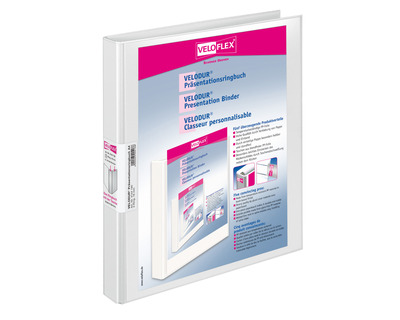 Veloflex Präsentationsringbuch A4 "Velodur", 4 Ringe weiß 16 mm