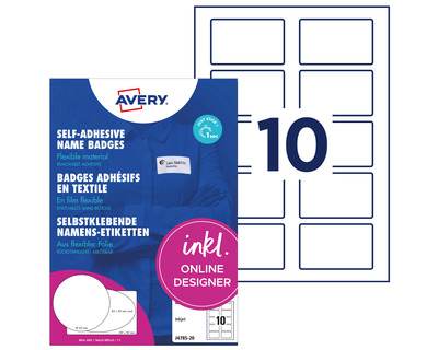 Avery Zweckform Namens-Etiketten A4 weiß 80 x 50 mm 200Et.