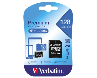 Verbatim Speicherkarte microSDXC "Premium", mit Adapter 128GB