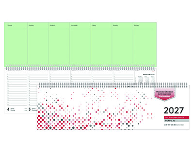 Zettler Querterminkalender 2027 "136 Perfo XL" blau 2 Seiten = 1 Woche