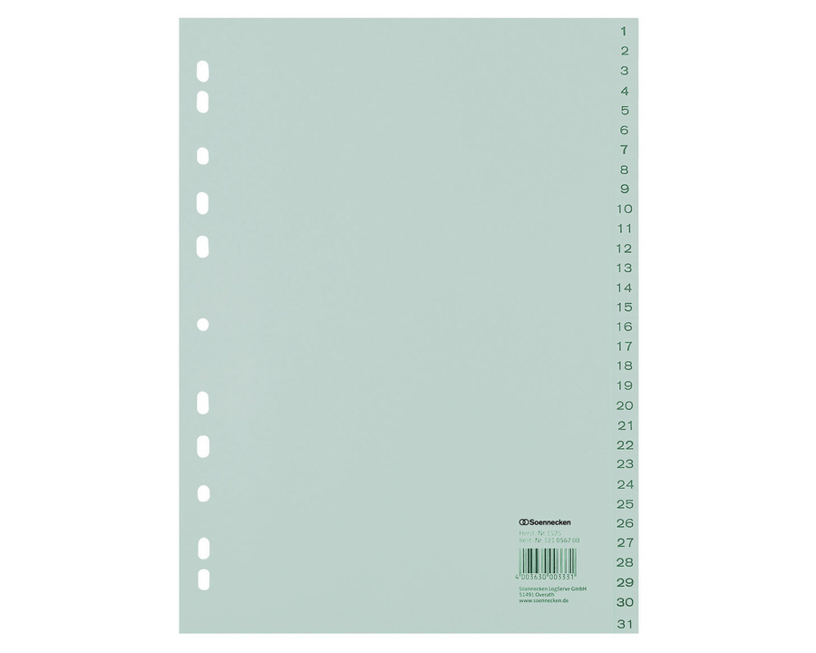Soennecken PP-Register A4, 1-31 grau 225 x 297 mm