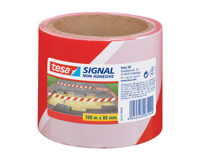 Tesa Absperrband "Signal" rot/weiß 80 mm x 100 m