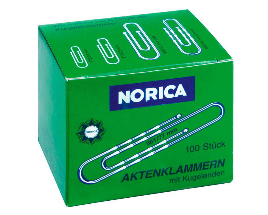 Norica Aktenklammern 77 mm, gewellt verzinkt 100St.
