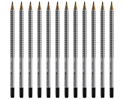 Faber-Castell Bleistift "Grip 2001", mit Radierer B 2,0 mm 12St.