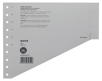 Leitz Staffeltrennblätter grau 240 x 205 mm 100Bl.
