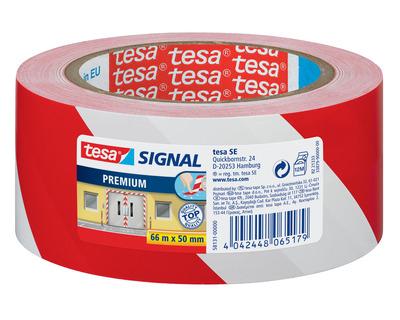 Tesa Signalklebeband "Signal Premium" rot/weiß 50 mm x 66 m