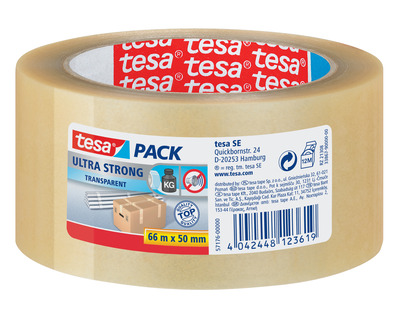 Tesa Packband PVC "Ultra Strong" transparent 50 mm x 66 m