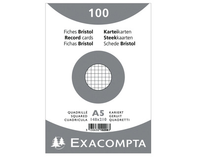 Exacompta Karteikarten A5 weiß kariert 100St.