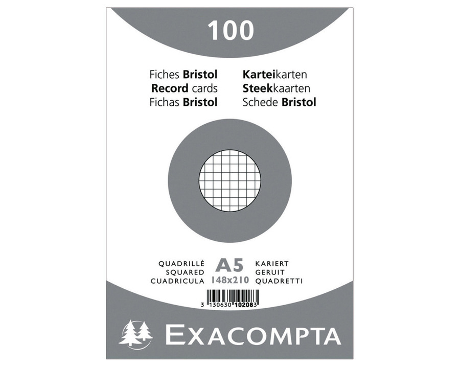 Exacompta Karteikarten A5 weiß kariert 100St.
