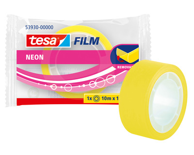 Tesa Klebeband "Neon", ablösbar neongelb 19 mm x 10 m